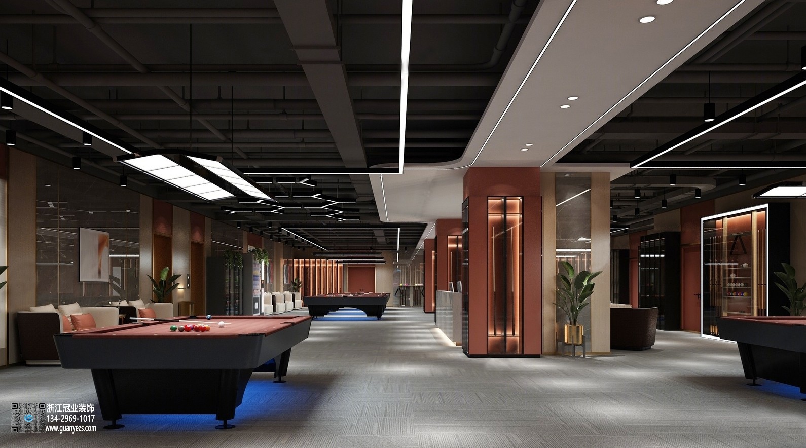杭州臺(tái)球俱樂(lè)部裝修