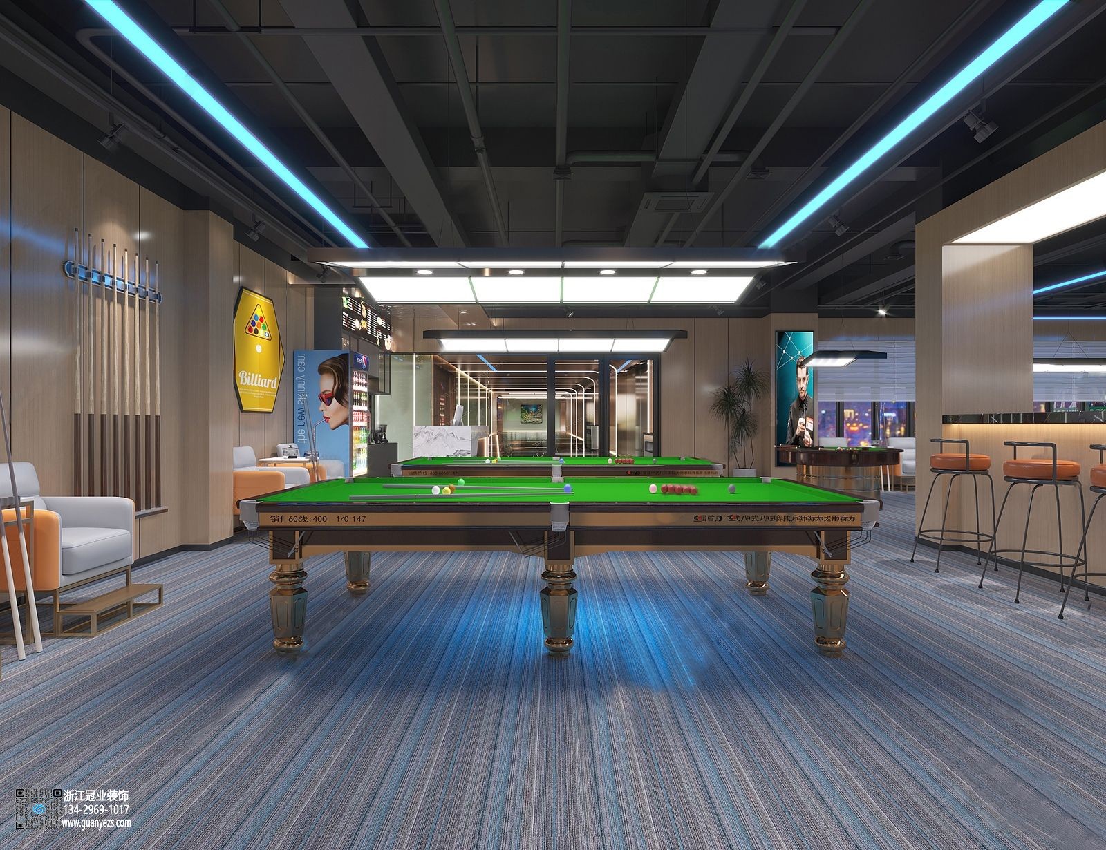 紹興臺(tái)球廳裝修